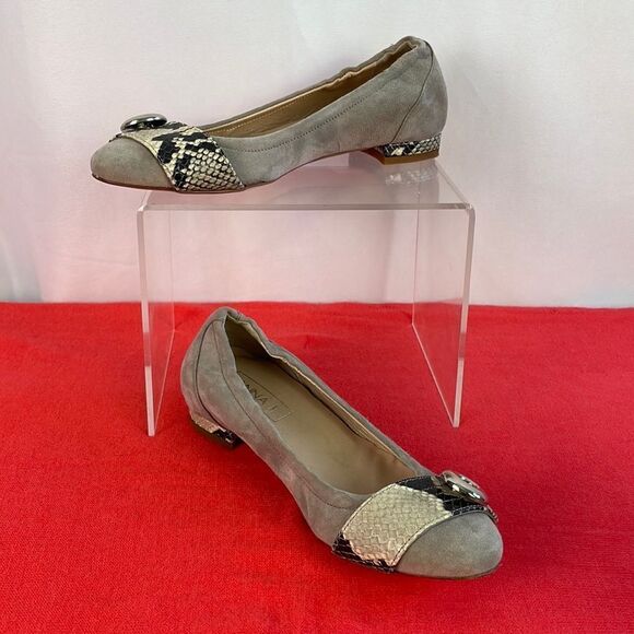 Anna F Tan w Snake Detail Low Heel - Picture 1 of 6